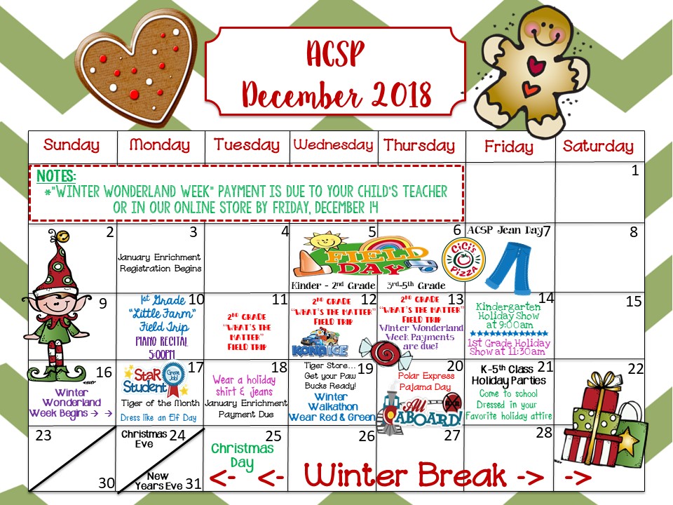 You won’t want to miss any of our DECEMBER fun! Check out of calendar
