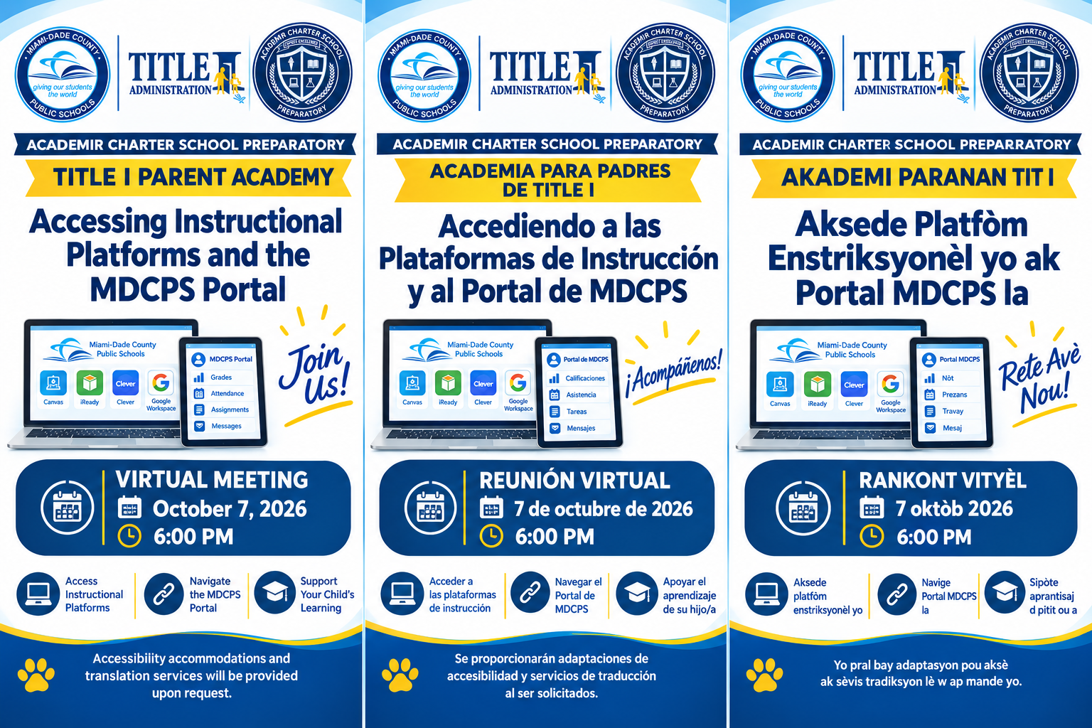Parent Academy:  Accessing Instructional Platforms & the MDCPS Portal